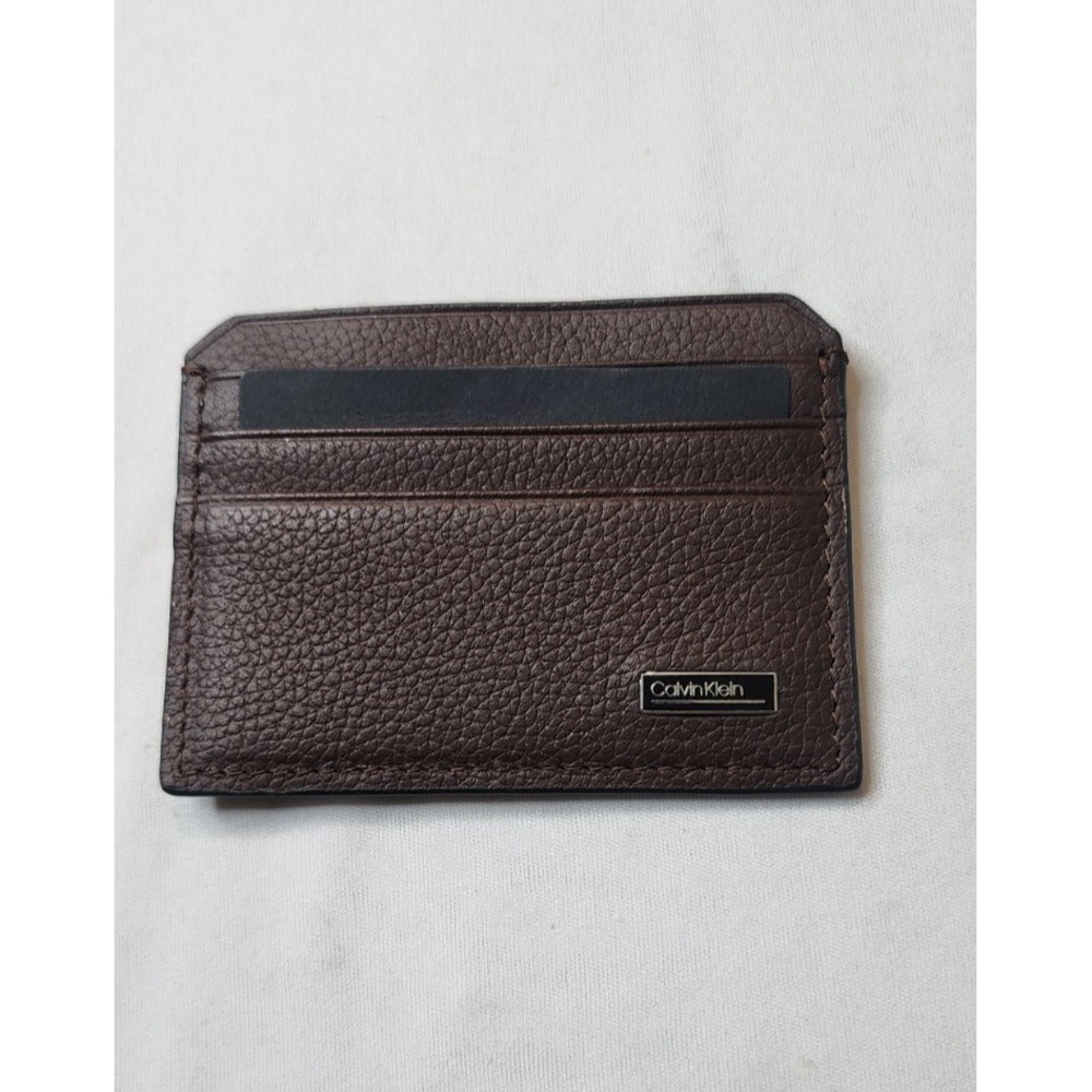 Calvin Klein Men's Leather Brown Slim Card Holder Wallet RFID OEM
